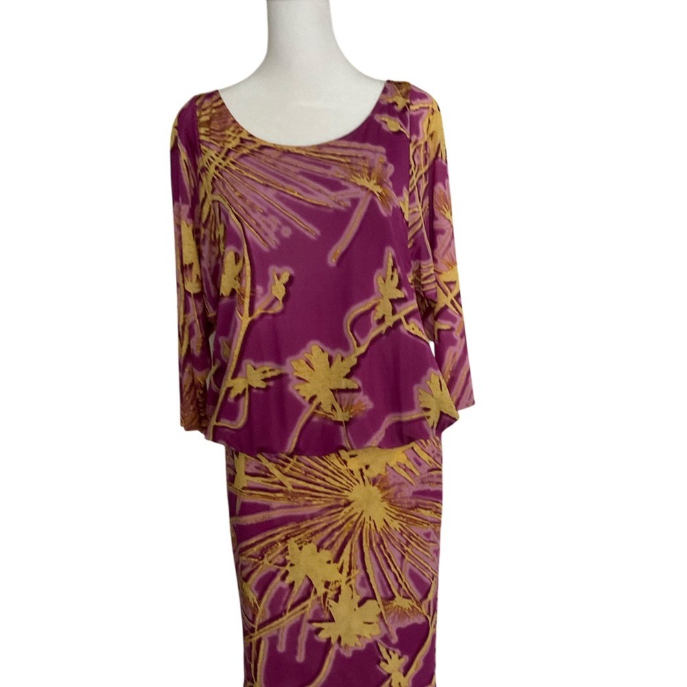 Purple and Gold Midi Pencil Dress for Cocktail Events